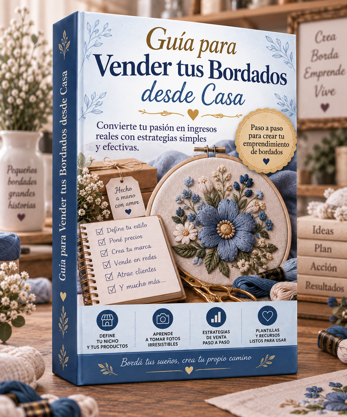 Guía para vender tus bordados desde casa 💰 Convertí tu pasión por el bordado en una oportunidad de generar ingresos. Aprendé a poner precios, presentar tus trabajos, atraer clientes y comenzar a vender desde casa de forma práctica y sencilla. 🧵✨