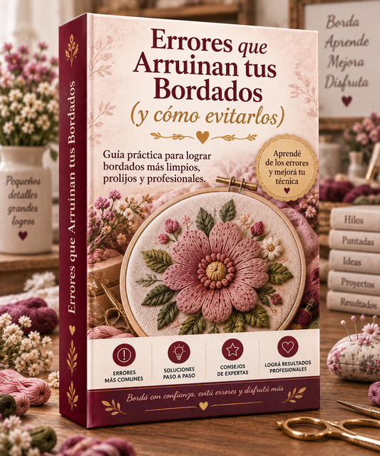 Errores que Arruinan tus Bordados: una guía práctica para identificar y corregir los errores más comunes al bordar, mejorar tu técnica y conseguir acabados más limpios, prolijos y profesionales.